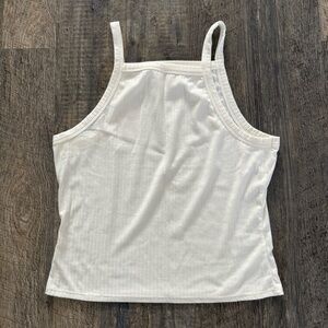Mudd White Ribbed Cropped Tank Top